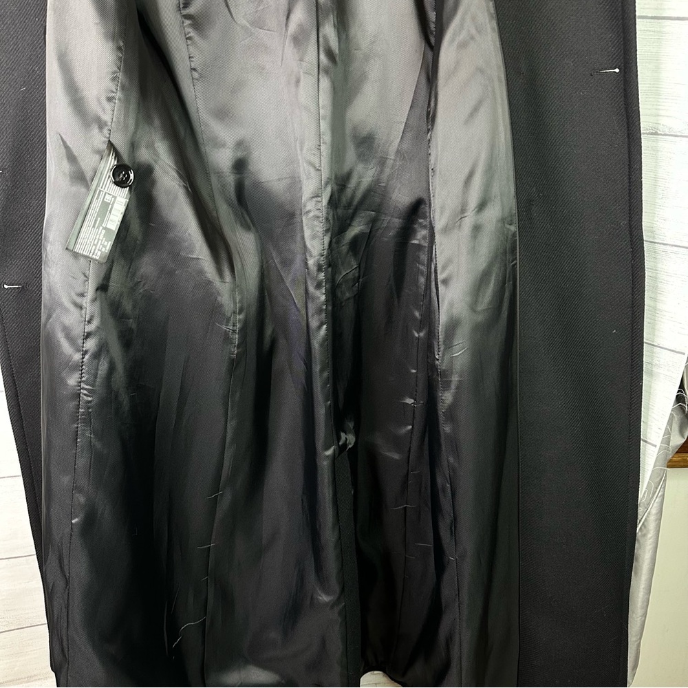 Mango size Medium Woolen Italian Wool Double-Breasted Belted Trench Coat Black - Picture 11 of 14